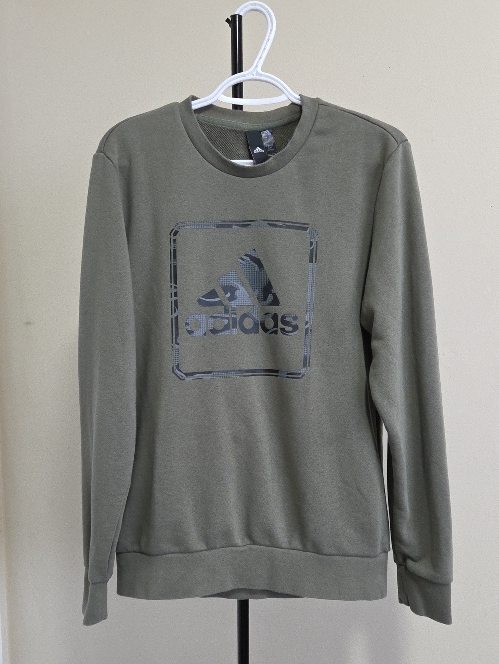 adidas Women’s Olive Green Crewneck Sweatshirt with Logo Print